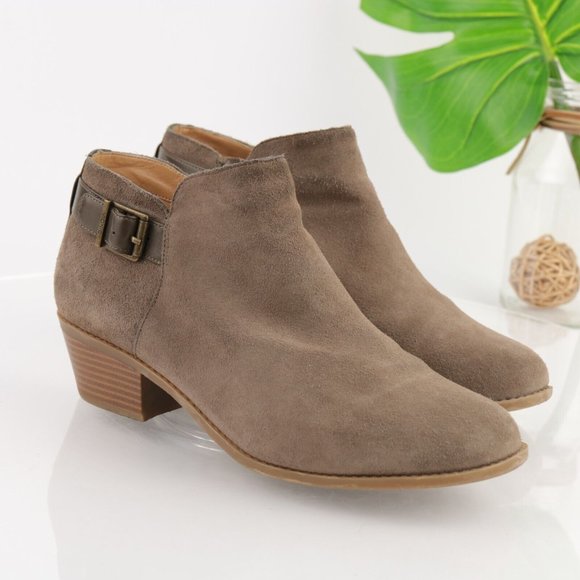 Vionic Women Millie Ankle Boot Size Taupe Tan Suede Zip Comfy